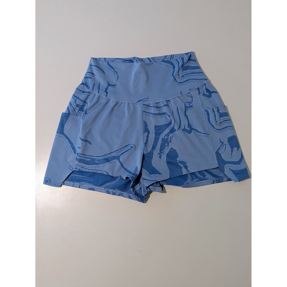 Gymshark Blue Marble High Waisted Running Athletic Shorts - Medium (EUC)
